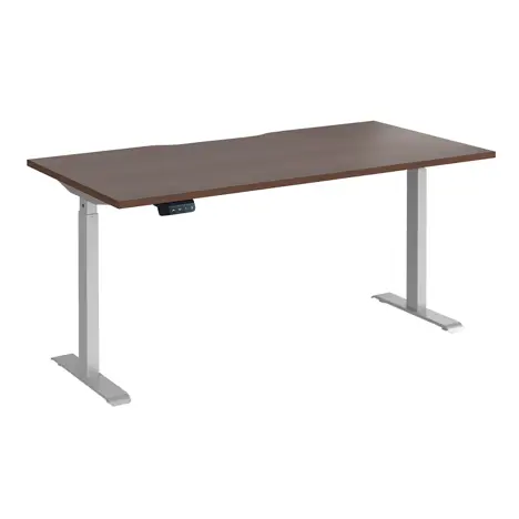 Elev8 Contract Straight Sit-Stand Desk - 1600 - Silver - Walnut